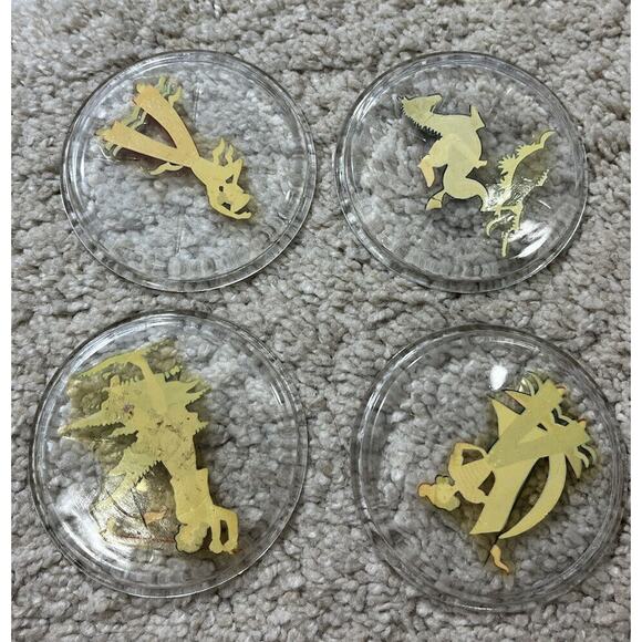 Vtg Set Of 4 Alberto Vegas Style 1940’s Glass Women In Sports Retro Coaster Set - Picture 6 of 6
